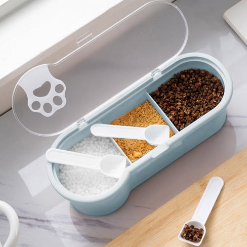 Kitchen Cartoon Cat Claw Shape Seasoning Jar Set with Lid & Spoon(Light Blue)