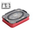 Creative Microwave Student Lunch Box Bento Box with Cutlery, Style:Three Grid(Hawthorn Red)