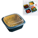 Creative Multifunctional Double-deck Drain Basket Kitchen Refrigerator Fresh Box Plastic Fruit Storage Basket with Lid(Yellow)