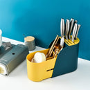 Multifunctional Retractable Chopsticks Cage Cutter Storage Rack Kitchen Practical Creative Home Drain Rack(Dark Blue)