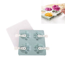Household 4 Grid Ice Maker Popsicle Ice Cream Mold with Stick & Lid, Style:Bear Paw(Blue)