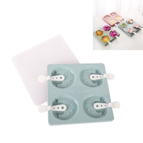 Household 4 Grid Ice Maker Popsicle Ice Cream Mold with Stick & Lid, Style:Strawberry(Blue)