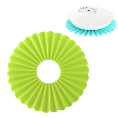 Folding Silicone Placemat High Temperature Resistant Non-slip Dishes Thickening Heat Insulation Pad Coaster(Green)