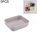 5 PCS Multifunctional Fruit and Vegetable Basket Plastic Square Hollow Drain Basket, Size:M(Beige)