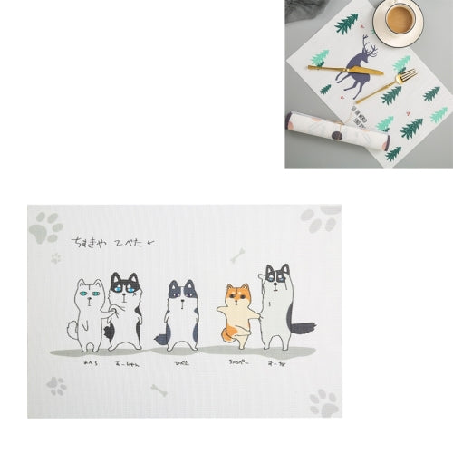 Simple Children Cute Cartoon Placemats Complementary Food Mats Waterproof and Oil Proof Insulation Coasters(Five Dogs)
