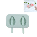DIY Silicone Popsicle Ice Cream Mold Creative Cute Summer Popsicle Stick Ice Lattice, Style:Strawberry(Olive Green)