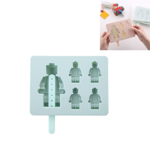 DIY Silicone Popsicle Ice Cream Mold Creative Cute Summer Popsicle Stick Ice Lattice, Style:Robot(Olive Green)