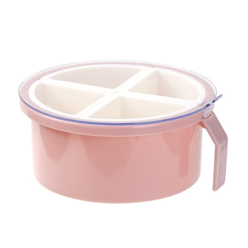 Plastic Household Multi-function Seasoning Box Kitchen Supplies Four Grid Integrated Condiment Bottle with Transparent Lid(Pink)