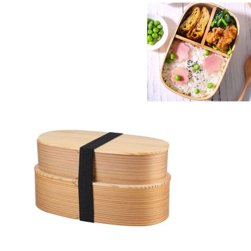 Wood Environmental Protection Tableware Portable Lunch Box Bento Box, Style:Double Layer(Wood Color)