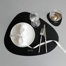 Creative Leather Soft Placemat Home Ellipse Waterproof and Oil Proof Insulation Mat Coaster(Black)