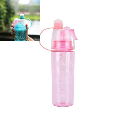 Creative Spray Water Bottle Sports Bottle Portable With Lid Summer Hydration Beauty Plastic Cup, Size:400 ML(Pink)