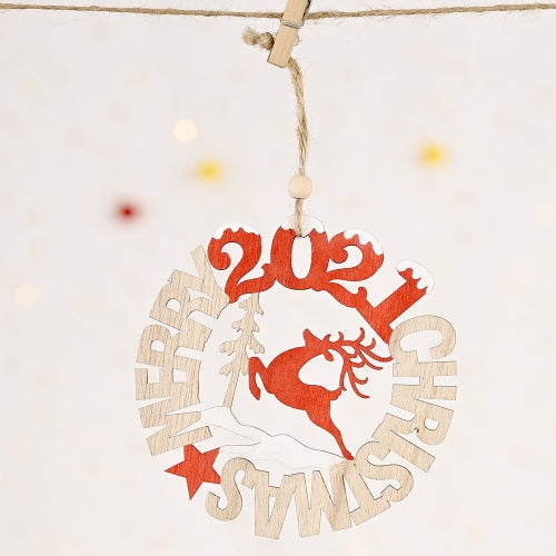 3 PCS Christmas Decorations Letter Card Wooden Pendant(C Style)