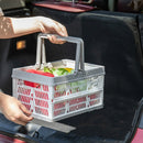 Shopping Basket Food Snacks Picnic Portable Folding Storage Basket(White Gray)