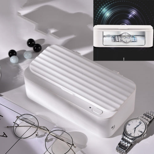Glasses Washer Home Small Square Portable Jewelry Watch Braces Ultrasonic Cleaning Machine(White)