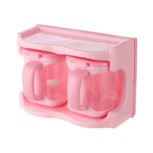 Plastic Seasoning Box Multi-purpose Combination Seasoning Rack Kitchen Supplies, Style:Two Grid(Pink)