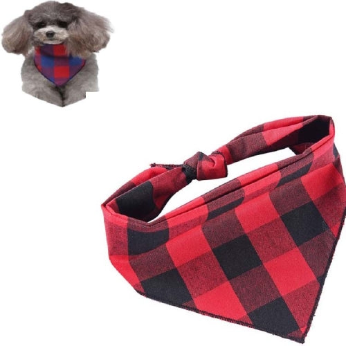 2 PCS Cotton Cartoon Print Pet Saliva Towel, Size:L 73x50x50cm(SJJ13 Red Black Grid)