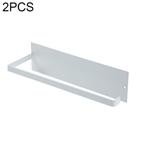 2 PCS Punch-free Wall-mounted Bathroom Kitchen Roll Holder Towel Rack(White)