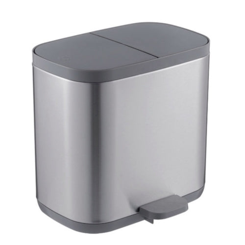 Stainless Steel Pedal Trash Bin Office Waste Paper Basket Tube Inner Barrel With Lid(Gray)