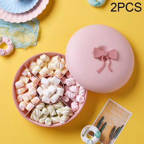 2 PCS Living Room Home Creative Pastry Tray Snack Box Dessert Dried Fruit Candy Plastic Fruit Plate, Style:Round(Pink)