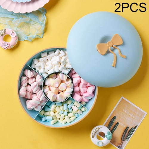 2 PCS Living Room Home Creative Pastry Tray Snack Box Dessert Dried Fruit Candy Plastic Fruit Plate, Style:Round(Blue)
