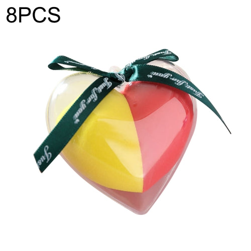 8 PCS Hydrophilic Wet And Dry Heart-shaped Non-latex Beauty Egg Set(Red and yellow set)