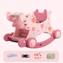 Trojan Children Rocking Horse Baby Toy Rocking Car Dual-use Rocking Chair Rocking Horse, Style:Cushion Version(Cherry Pink)