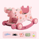 Trojan Children Rocking Horse Baby Toy Rocking Car Dual-use Rocking Chair Rocking Horse, Style:Tumbler Version(Cherry Pink)