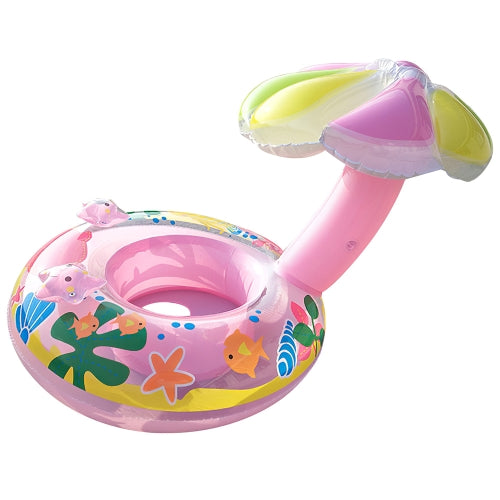 Children Environmental Protection PVC Inflatable Sunshade Mushroom Shape Seat Swimming Ring, Size:67cm(Pink)