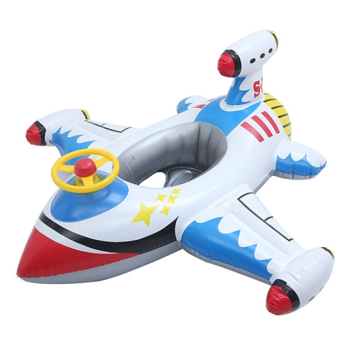 Children Thickened Inflatable Airplane Shape Seat Mount Swimming Ring(White)