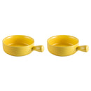 2 PCS Simple Ceramic Baking Handle Bowl Pasta Salad Dessert Bowl Ceramic Single Handle Instant Noodle Bowl(Yellow)