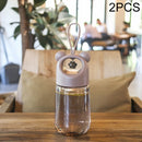 2 PCS Creative Cartoon Summer Children Cute Plastic Cup Water Cup Portable Anti-fall Student Personality Handle Casual Cup(Coffee)