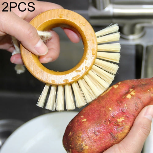 2 PCS Wooden Ring Brush Dish Brush Home Kitchen Cleaning Brush Dishwashing Brush Fruit And Vegetable Brush