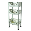Vegetable Storage Rack Multifunction Removable Kitchen Shelf With Wheels 3-layer Large-capacity Storage(Light green)
