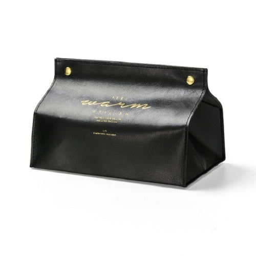 2 PCS Leather Tissue Box Living Room Coffee Table Household Drawer Cart Car Removable Tissue Box(Black)