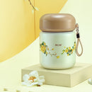 Flowers Pattern Stainless Steel Iid Insulated Lunch Box Insulation Barrel Student Portable Stew Beaker Stew Pot, Size:800ml(Yellow)