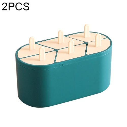 2 PCS Popsicle Ice Cream Mould Creative Home-made Ice Mold With Six Grid Silicone Ice Cubes(Green)