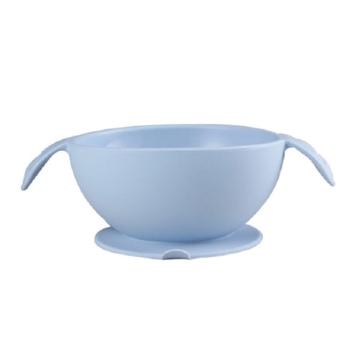Food Grade Silicone Anti-fall Anti-slip Baby Food Supplement Bowl Suction Cup Bowl(Haze Blue)