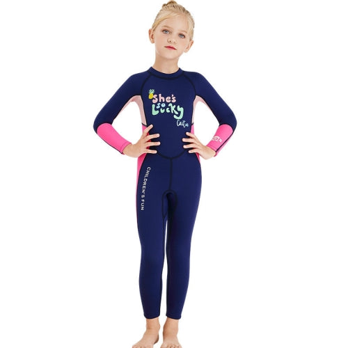 DIVE&SAIL Children Warm Swimsuit One-piece Wetsuit Long Sleeve Cold-proof Snorkeling Surfing Suit, Size: XXL(Pink)