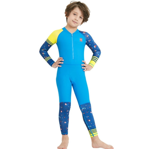 DIVE & SAIL LS-18822 Children Diving Suit Outdoor Sunscreen One-piece Swimsuit, Size: M(Boy Blue)