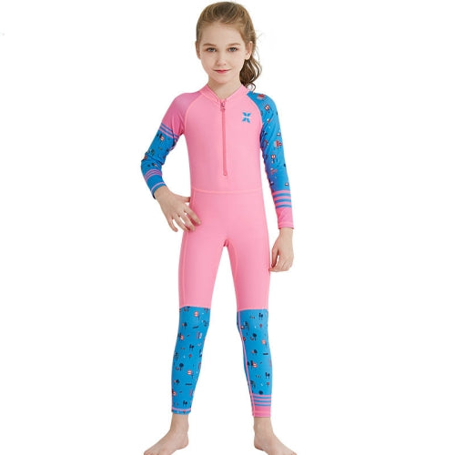 DIVE & SAIL LS-18822 Children Diving Suit Outdoor Sunscreen One-piece Swimsuit, Size: XXL(Girl Pink)