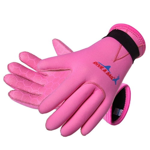 DIVE&SAIL 3mm Children Diving Gloves Scratch-proof Neoprene Swimming Snorkeling Warm Gloves, Size: XL for Aged 12-14(Pink)