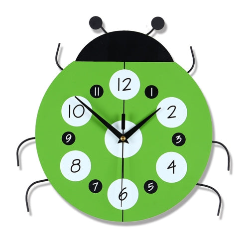Cartoon Living Room Clock Wall Clock Wooden Home Clock Children Room Decoration Quartz Clock(Green)