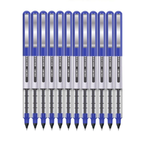 12 PCS Deli S656 Straight Liquid Gel Pen 0.5 mm Conference Office Signature Pen Student Pen(S656 Blue)
