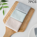 7 PCS Fish Scale Lattice Kitchen Cleaning Without Watermark Rags Housework Water Absorption Lint-free Cleaning Rag Random Color Delivery