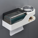 Multifunctional Toilet Non-perforated Tissue Box Toilet Waterproof Shelf With Ashtray, Colour: White Tissue Box + Black Ashtray