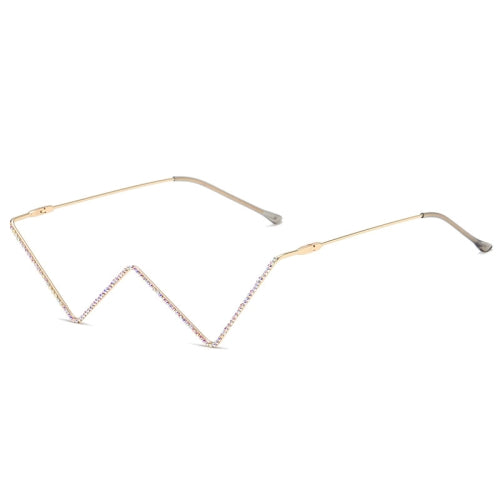 2 PCS S2057 Personality no Metal Glasses Frame Half Frame Street Shooting Decorative Frames, Frame color: C03 Gold Frame Color Diamond