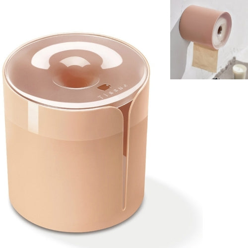 Household Bathroom Non-perforated Tissue Box Seamless Installation Of Roll Paper Tube(Pink)