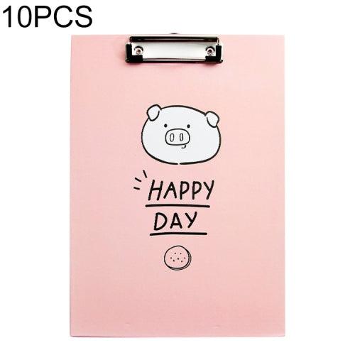 10 PCS Cute Cartoon Office Supplies File Clip A4 Writing Pad Student Test Paper Clip(Pink)