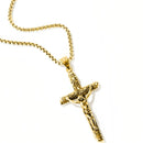 OPK 1668 Cross Pendant Classic Men Titanium Steel Necklace, Style:Pendant + Chain, Color:Gold