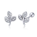 Sterling Silver Leaf Diamond Earrings Female Earrings
